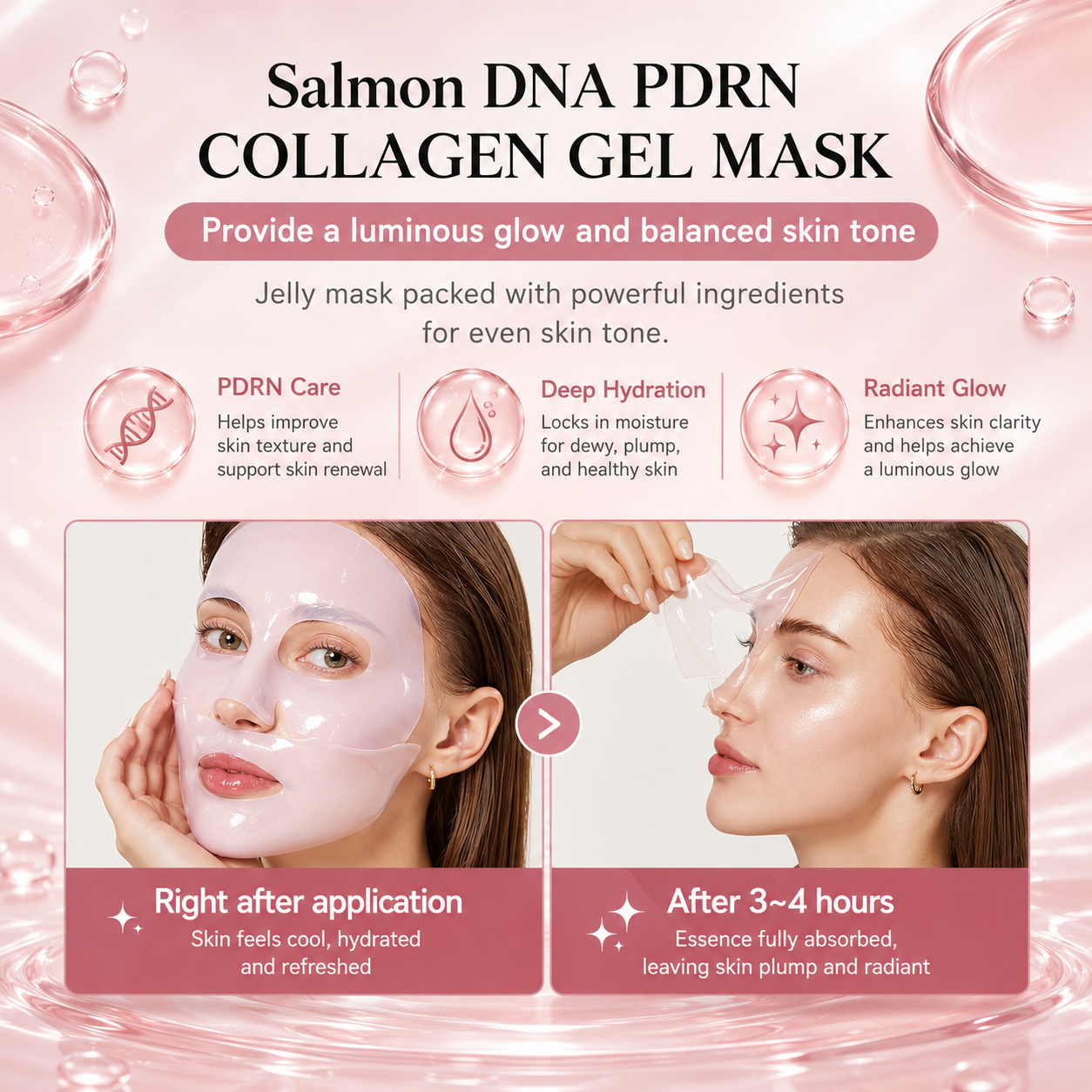 Jelly Sheet Gel Mask – Glass Skin Glow Pack of 4💗