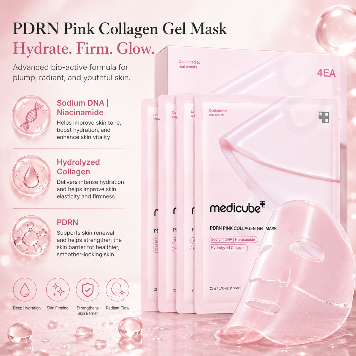 Jelly Sheet Gel Mask – Glass Skin Glow Pack of 4💗